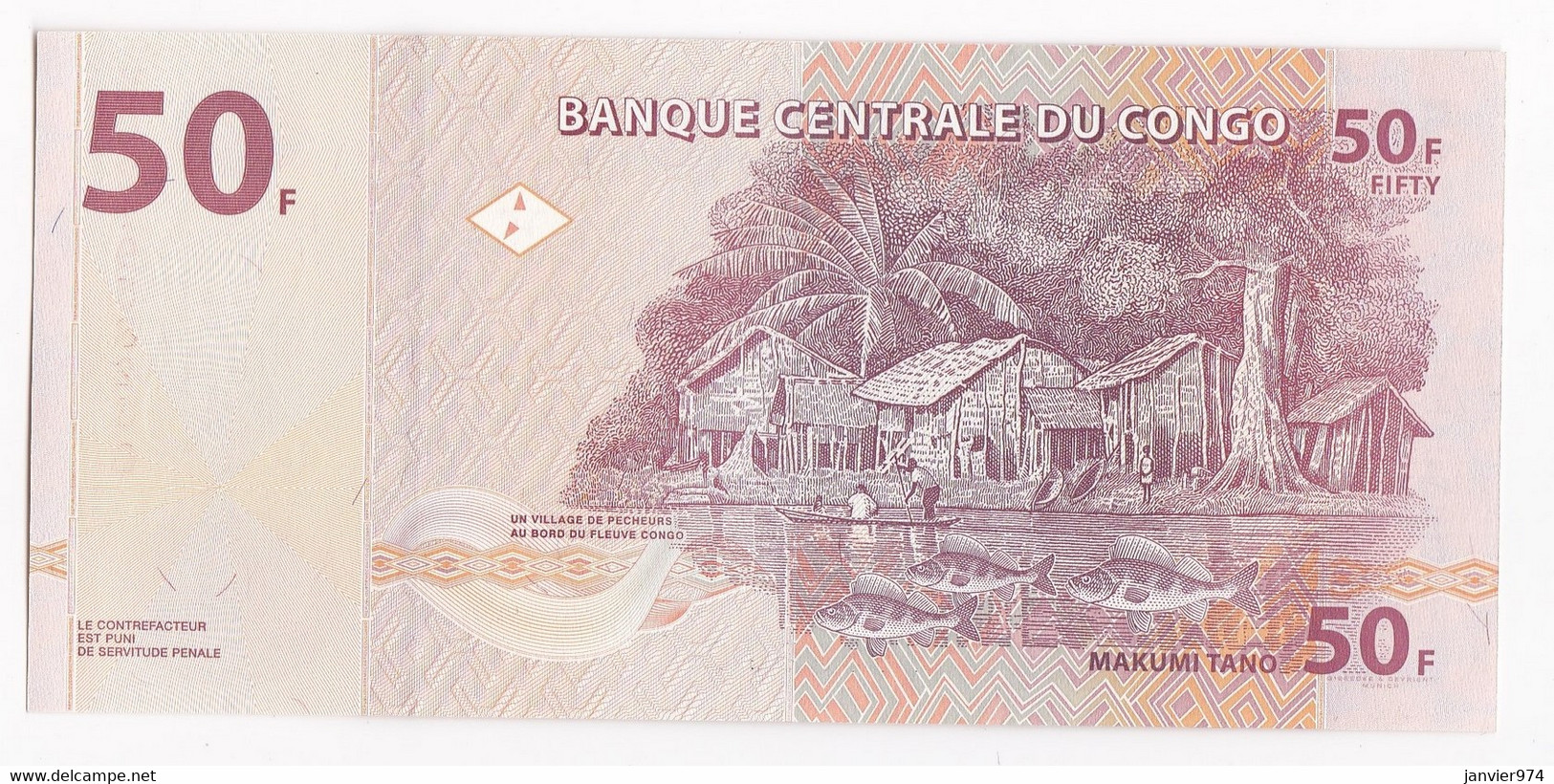 Banque Centrale Du Congo 50 Francs 2007 , Aph.  KC2195823Q, Billet Neuf UNC - Sin Clasificación