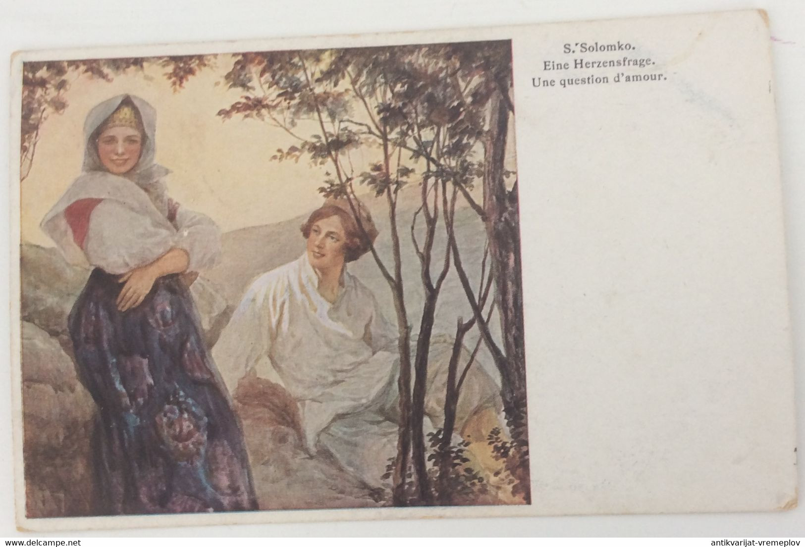 OLD POSTCARD RUSSIA Illustrators - Signed > Solomko, S.  EINE HERZENSFRAGE   AK 1917 - Solomko, S.