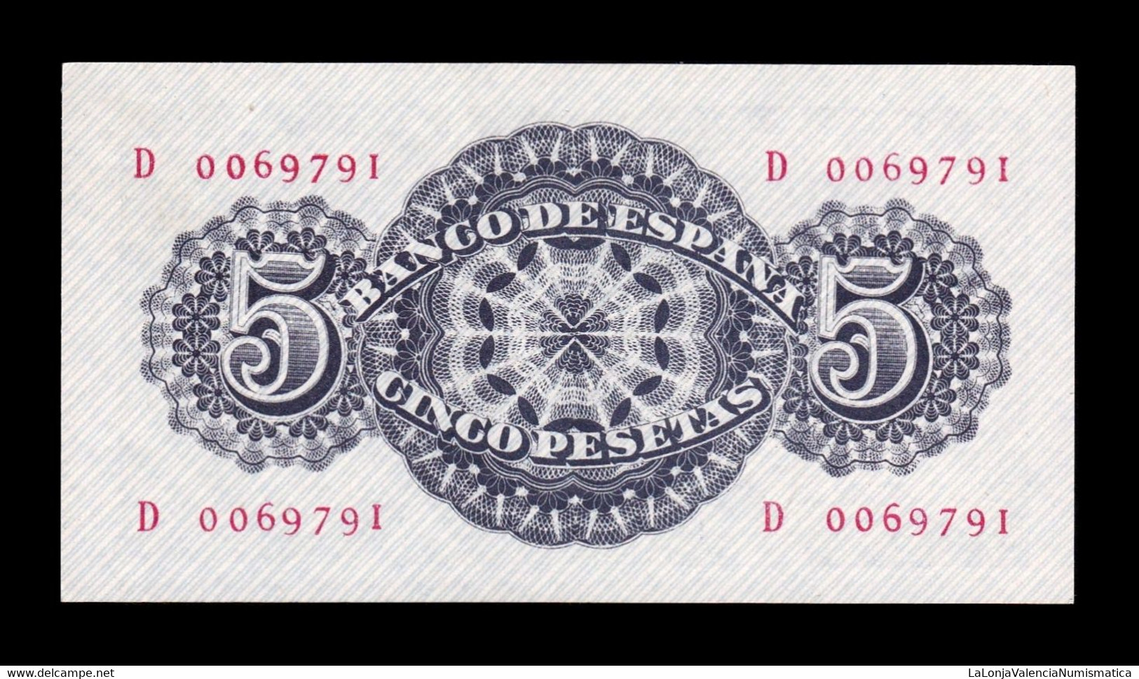 España Spain 5 Pesetas Séneca 1947 Pick 134 Serie D EBC/EBC+ XF/XF+ - 5 Pesetas