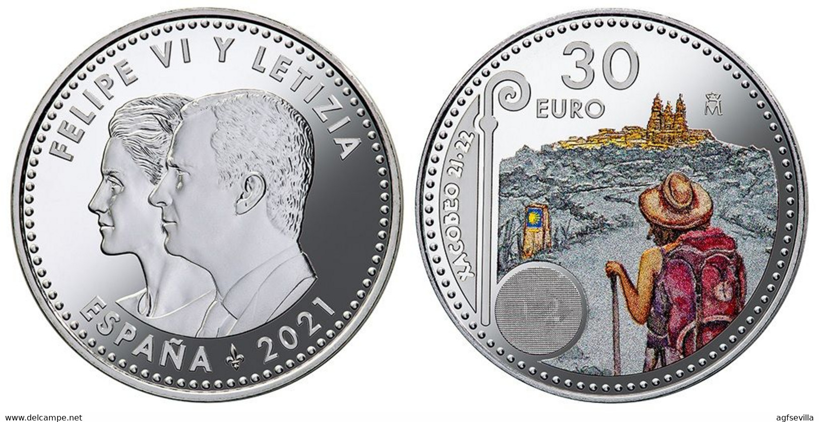 ESPAÑA. FELIPE VI. 30 EUROS. 2.021. XACOBEO 21-22. PLATA. ESPAGNE. SPAIN COIN - Otros & Sin Clasificación