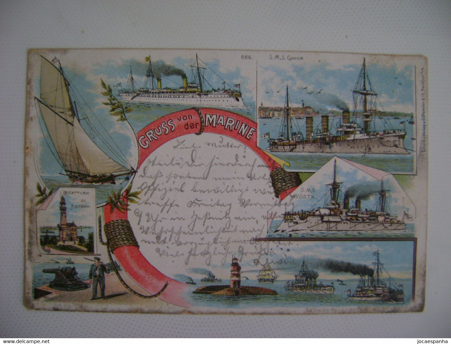 GERMANY - POSTCARD "GRUSS VON DER MARINE" OF CIRCULATED SHIP  IN 1899 IN THE STATE - Steamers