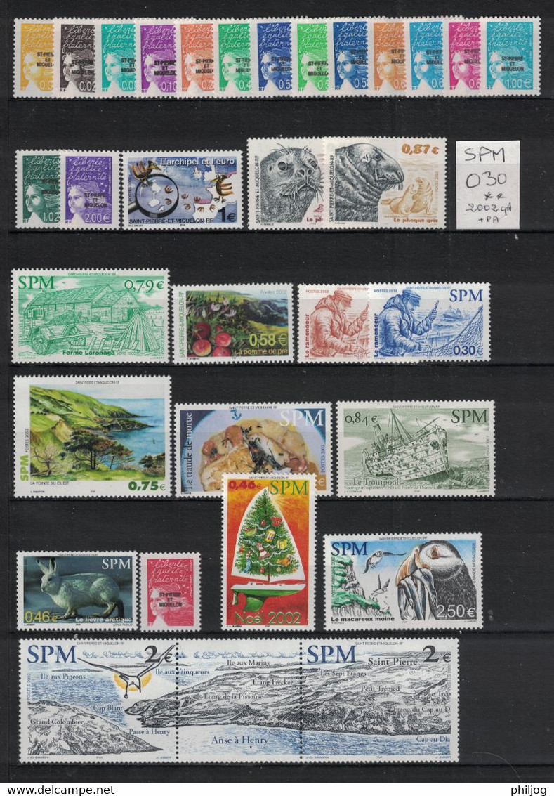 Saint Pierre - Année Complète 2002, Neuve SANS Charnière Avec Poste Aérienne - Complete Year 2002 MNH - Komplette Jahrgänge