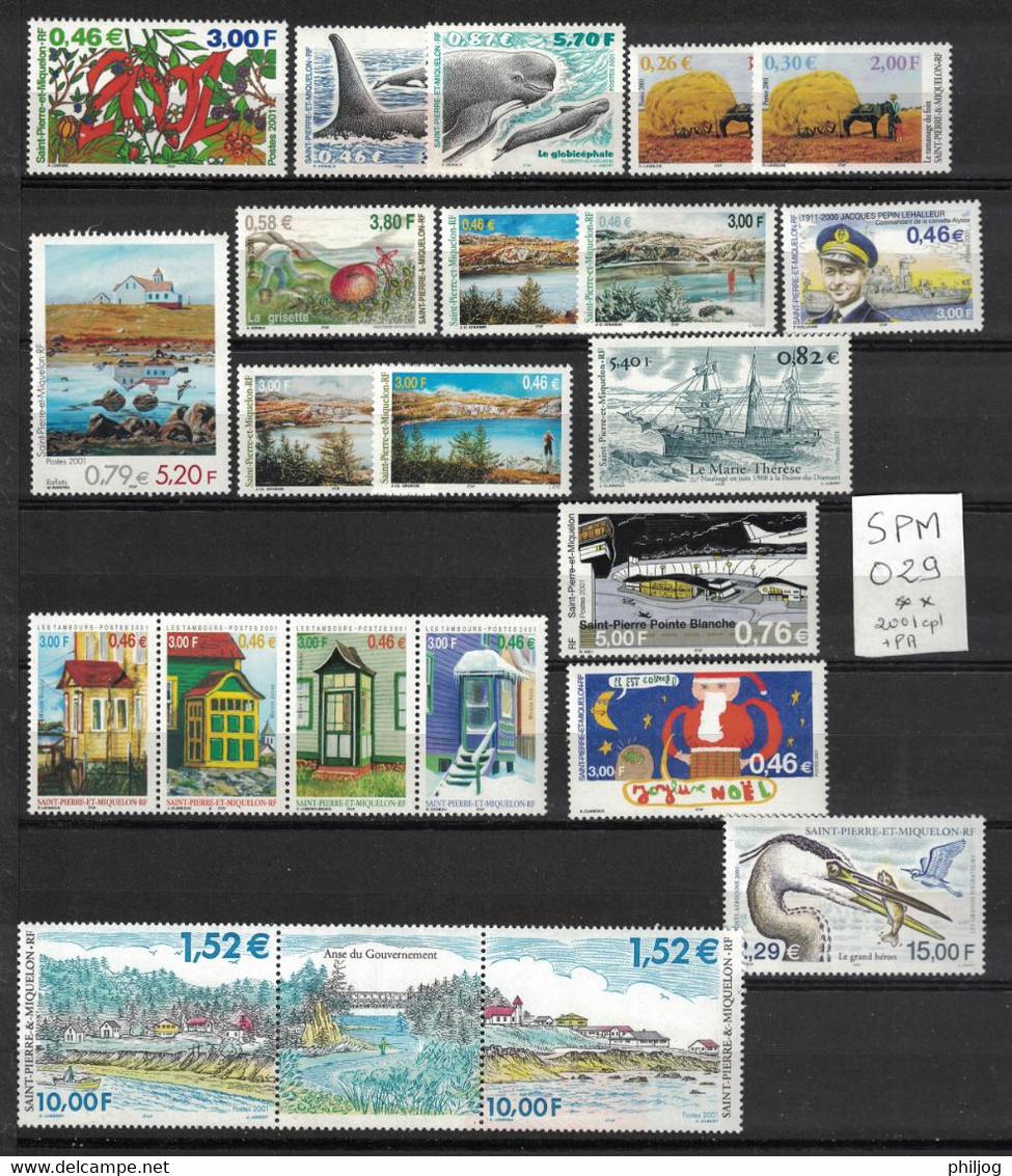 Saint Pierre - Année Complète 2001, Neuve SANS Charnière Avec Poste Aérienne - Complete Year 2001 MNH - Full Years