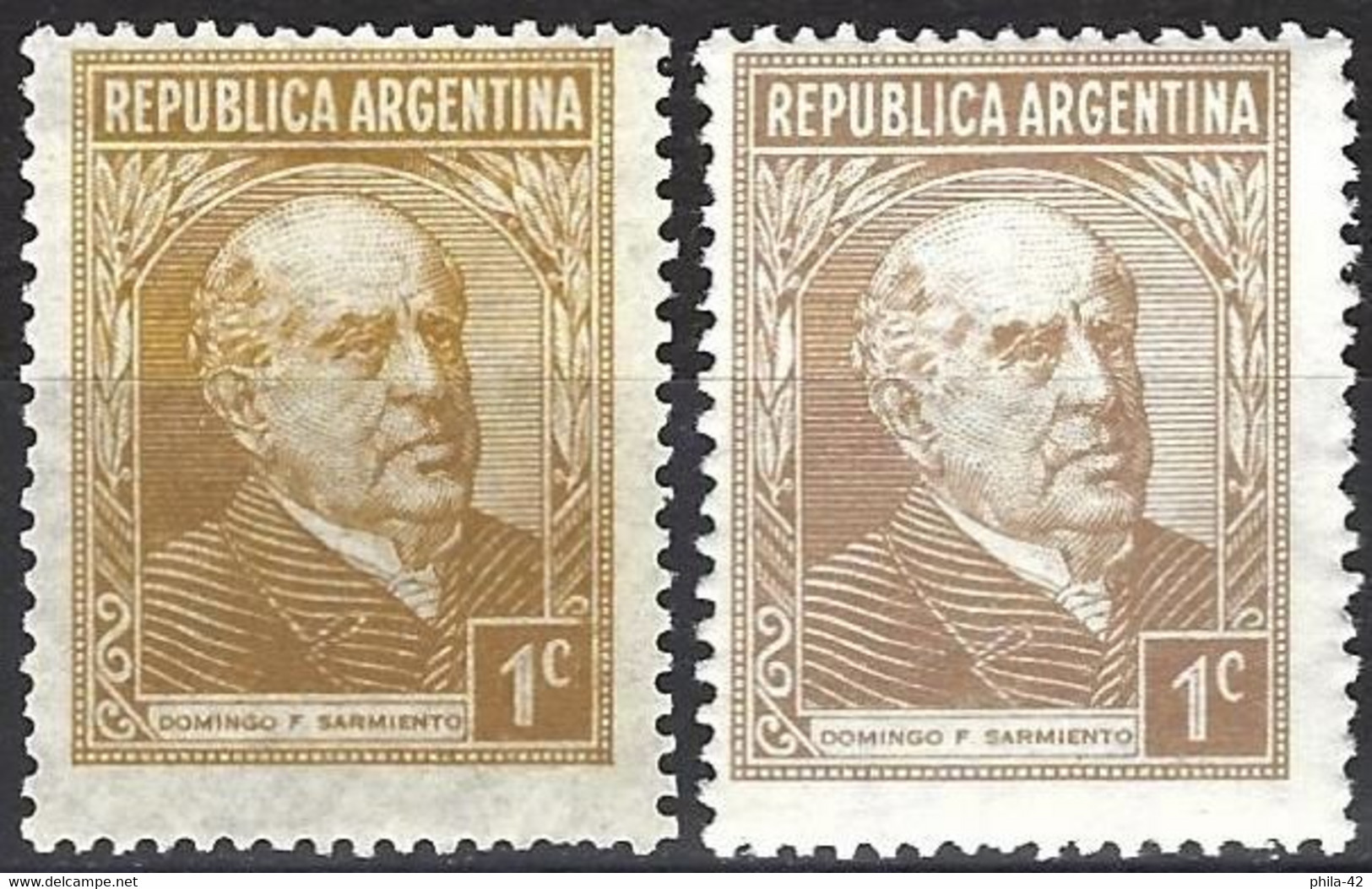 Argentina 1935/36 - Mi 400 XI & XII - YT 364 ( President Domingo Faustino Sarmiento ) MNG / MNH** - Nuevos