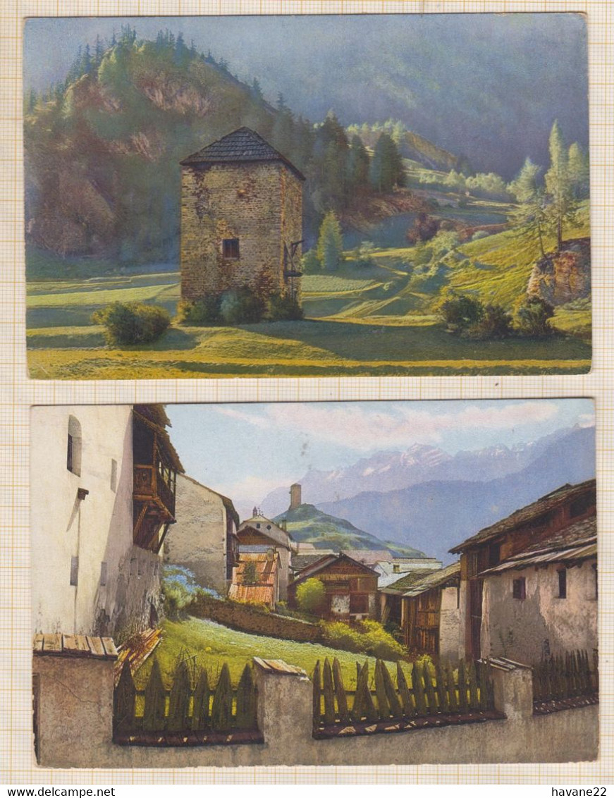 22C596 SCHWEIZ ARDEZ MIT STEINSBERG + ALTER TURM IN SUS Lot De 2 - Ardez