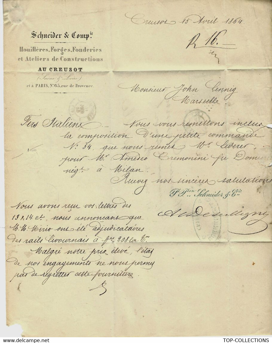 SCHNEIDER HOUILLERES FORGES FONDERIES ATELIERS CONSTRUCTIONS LE CREUSOT 1864 Sign.A. Deseilligny - Altri & Non Classificati