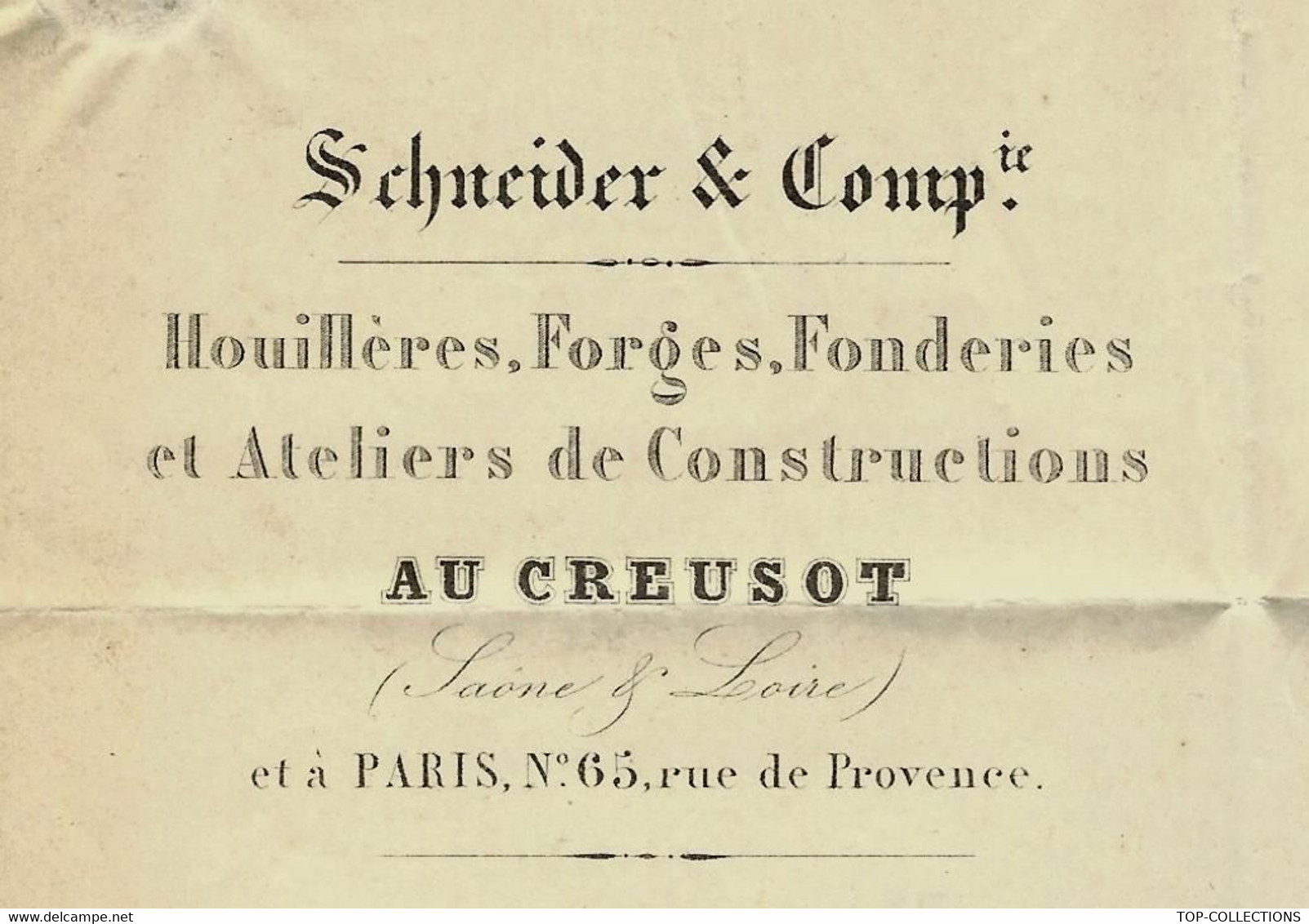 SCHNEIDER HOUILLERES FORGES FONDERIES ATELIERS CONSTRUCTIONS LE CREUSOT 1864 Sign.A. Deseilligny - Sonstige & Ohne Zuordnung