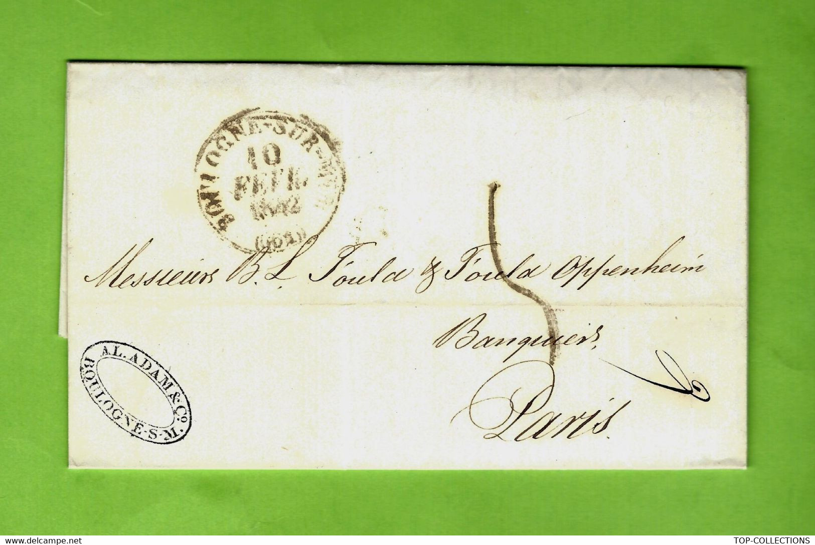 1842 JUDAICA FOULD OPPENHEIM à Paris LETTRE BANQUE BANQUIERS ADAM BOULOGNE BANQUE AYANT FAIT  FAILLITE - Otros & Sin Clasificación