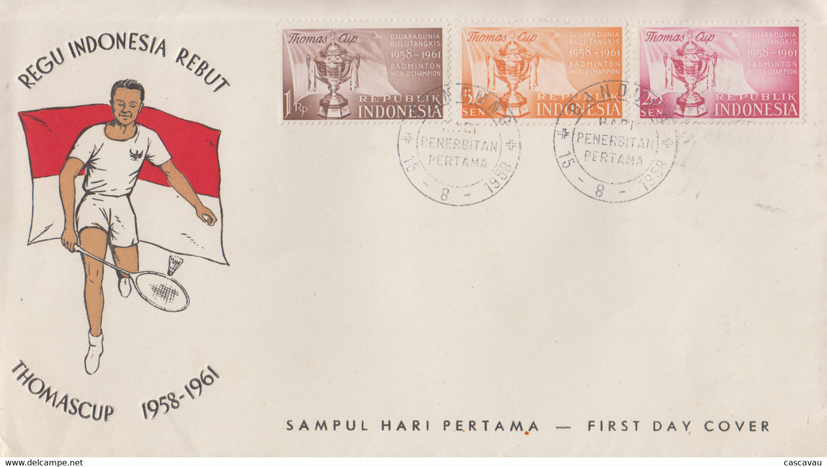 Enveloppe  FDC  1er  Jour   INDONESIE    Badminton :  Coupe  THOMAS   1958 - Badminton