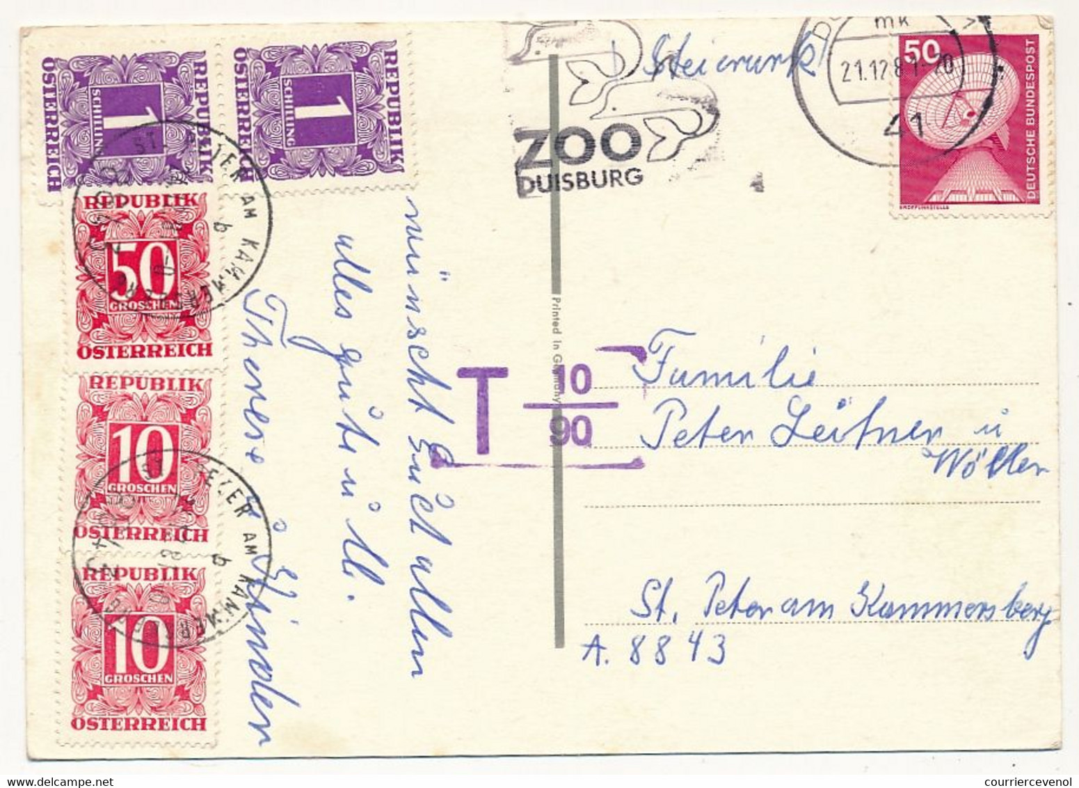 AUTRICHE - CPM Depuis Allemagne, Taxée En Autriche - 1981 - Postage Due