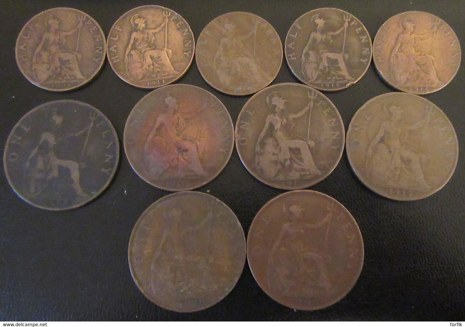 Great-Britain - 11 Monnaies Half / One Penny Victoria, Edward VII, George V - 1898 à 1920 - Colecciones