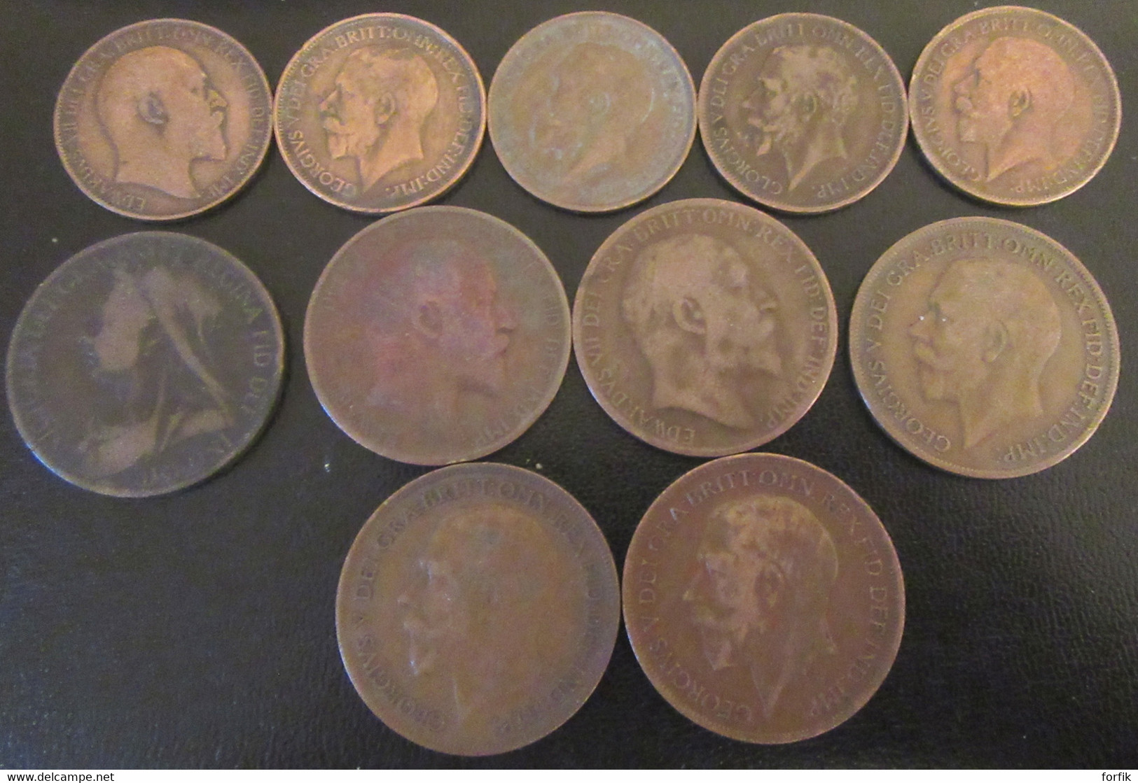 Great-Britain - 11 Monnaies Half / One Penny Victoria, Edward VII, George V - 1898 à 1920 - Collezioni