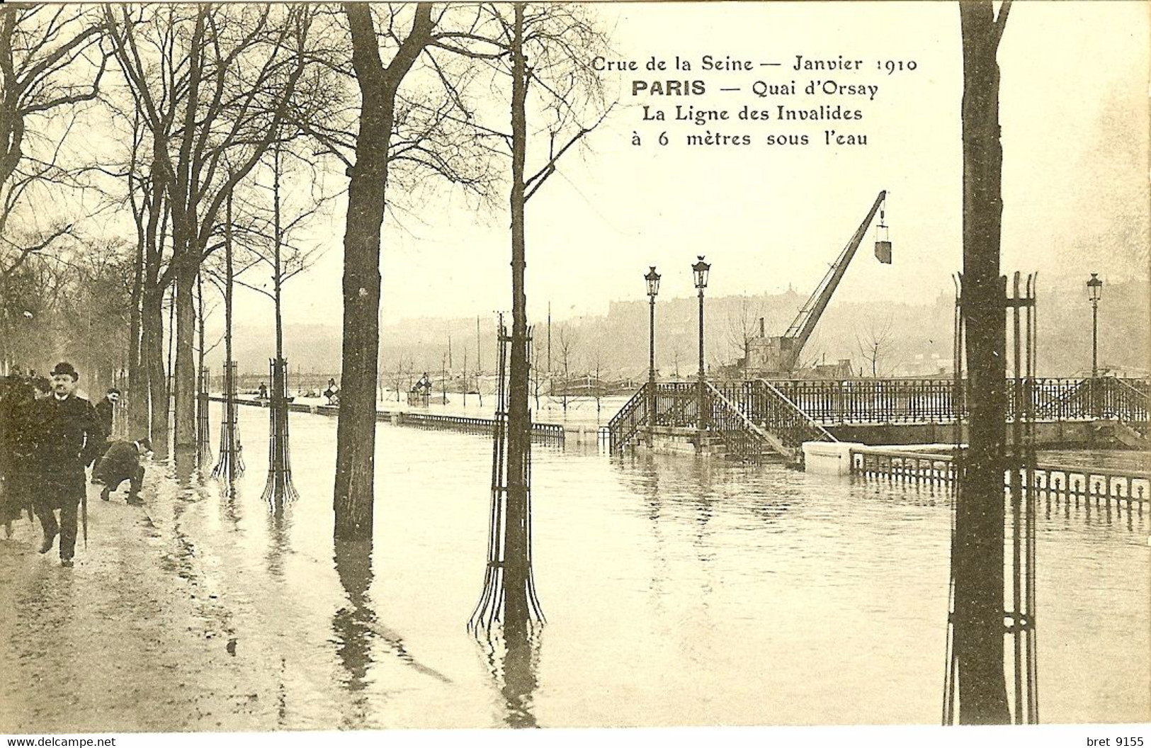 75 PARIS CRUE DE LA SEINE QUAI D ORSAY LA LIGNE DES INVALIDES A 6 METRES SOUS L EAU - Inondations De 1910