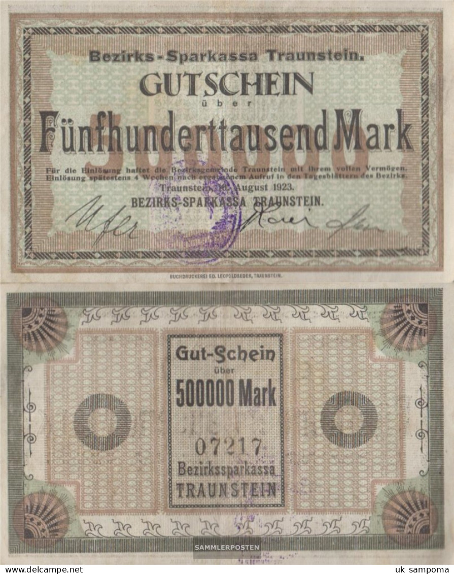 Traunstein Inflationsgeld Sparkassa Traunstein Used (III) 1923 500.000 Mark - 500000 Mark