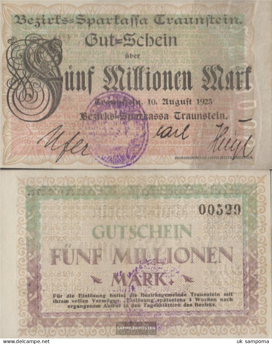 Traunstein Inflationsgeld Sparkassa Traunstein Used (III) 1923 5 Million Mark - 5 Millionen Mark