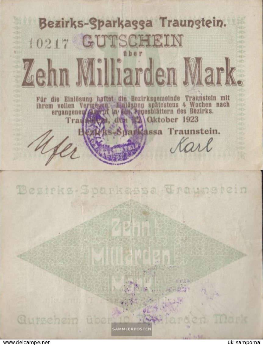 Traunstein Inflationsgeld Sparkassa Traunstein Used (III) 1923 10 Billion Mark - 10 Milliarden Mark