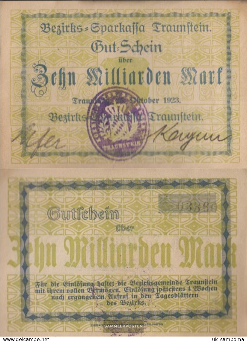 Traunstein Inflationsgeld Sparkassa Traunstein Used (III) 1923 10 Billion Mark - 10 Milliarden Mark