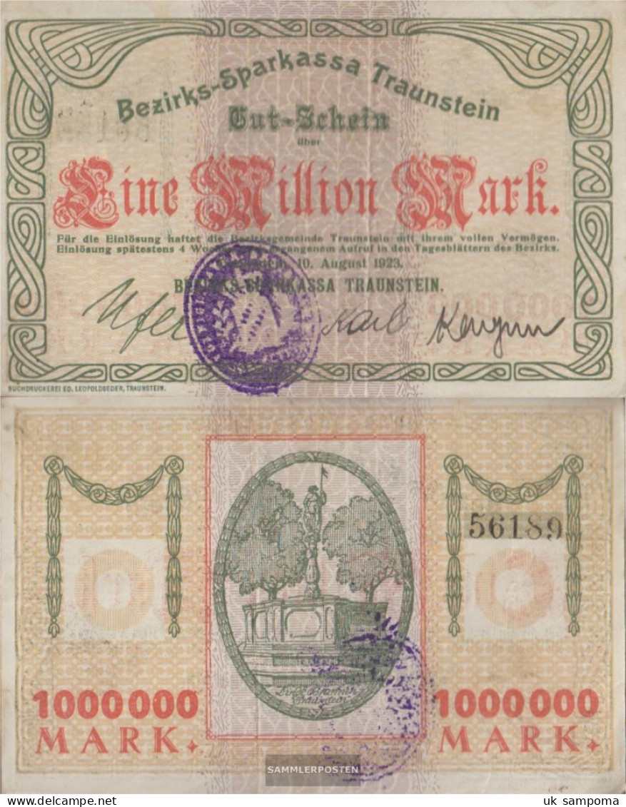 Traunstein Inflationsgeld Sparkassa Traunstein Used (III) 1923 1 One Million Mark - 1 Million Mark