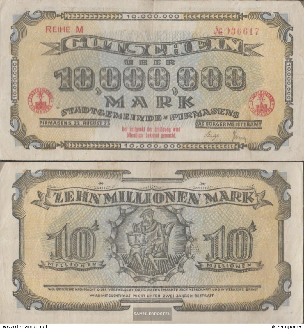 Pirmasens Inflationsgeld Municipality Pirmasens Used (III) 1923 10 Million Mark - 10 Mio. Mark