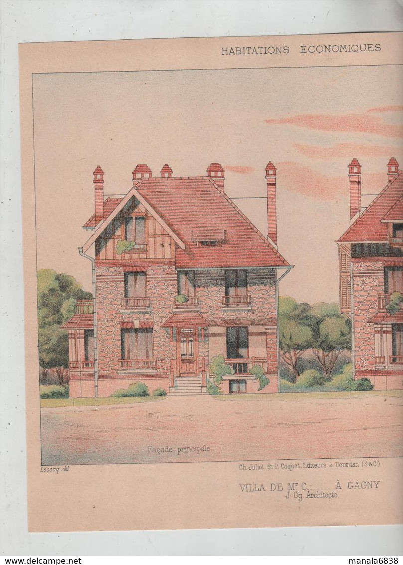 Habitations Economiques Villa De Mr C... à Gagny Lecocq Architecte 1910 - Arquitectura