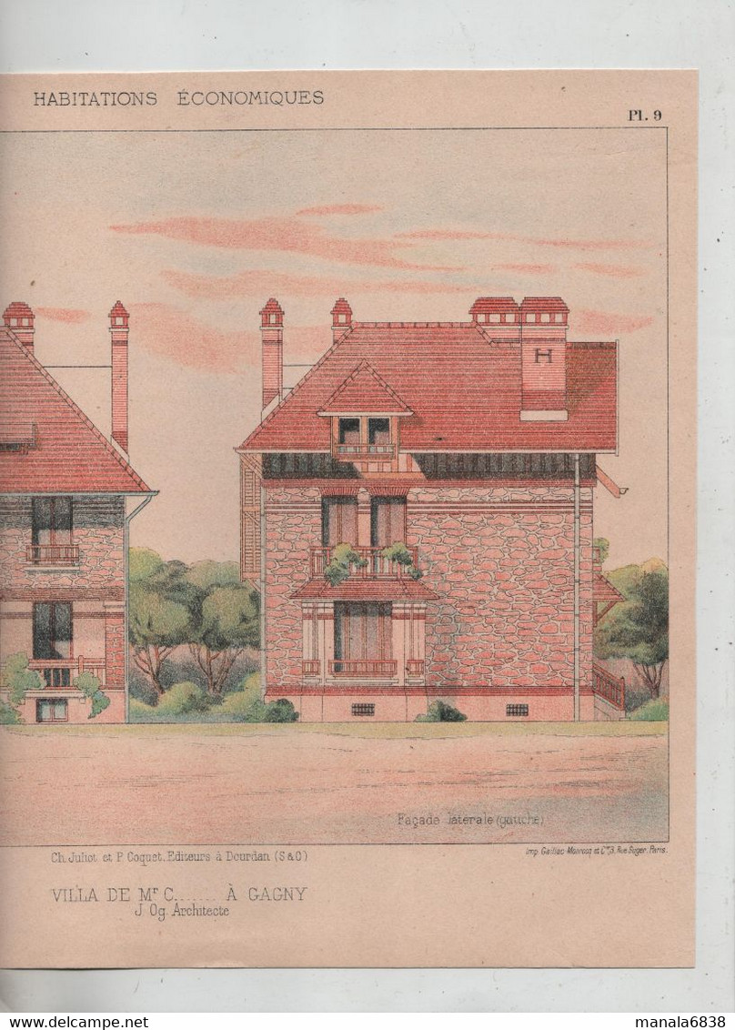 Habitations Economiques Villa De Mr C... à Gagny Lecocq Architecte 1910 - Arquitectura