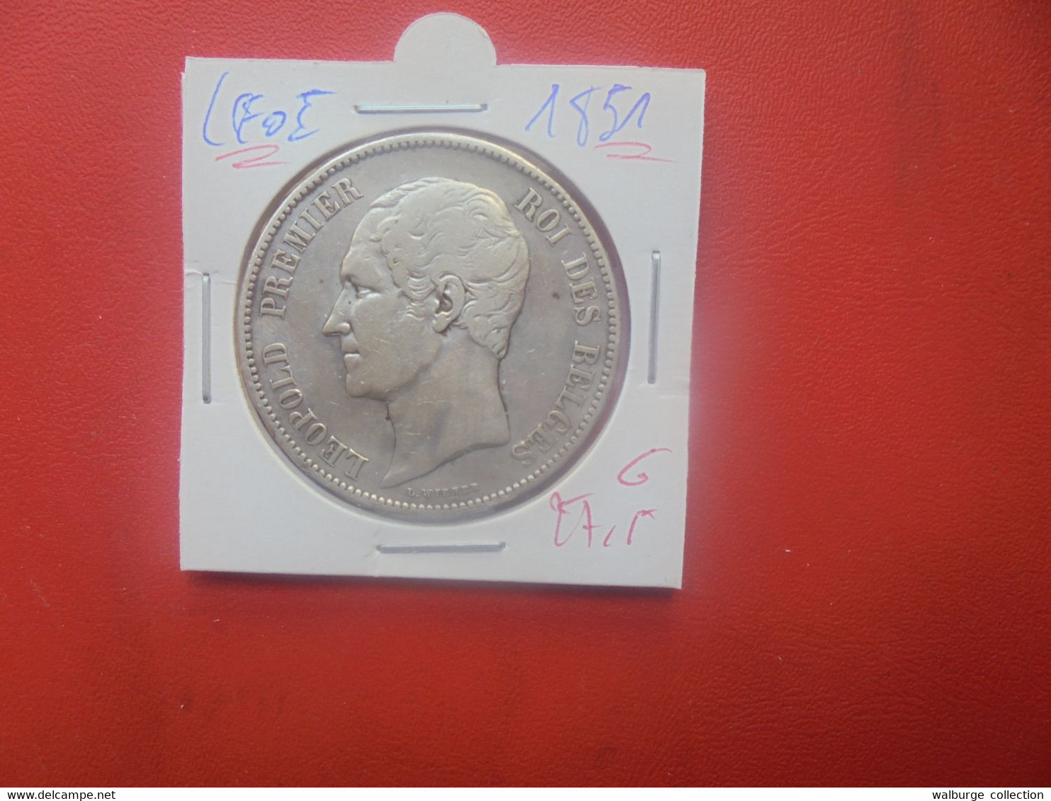 Léopold 1er. 5 FRANCS 1851 ARGENT (A.2) - 5 Francs