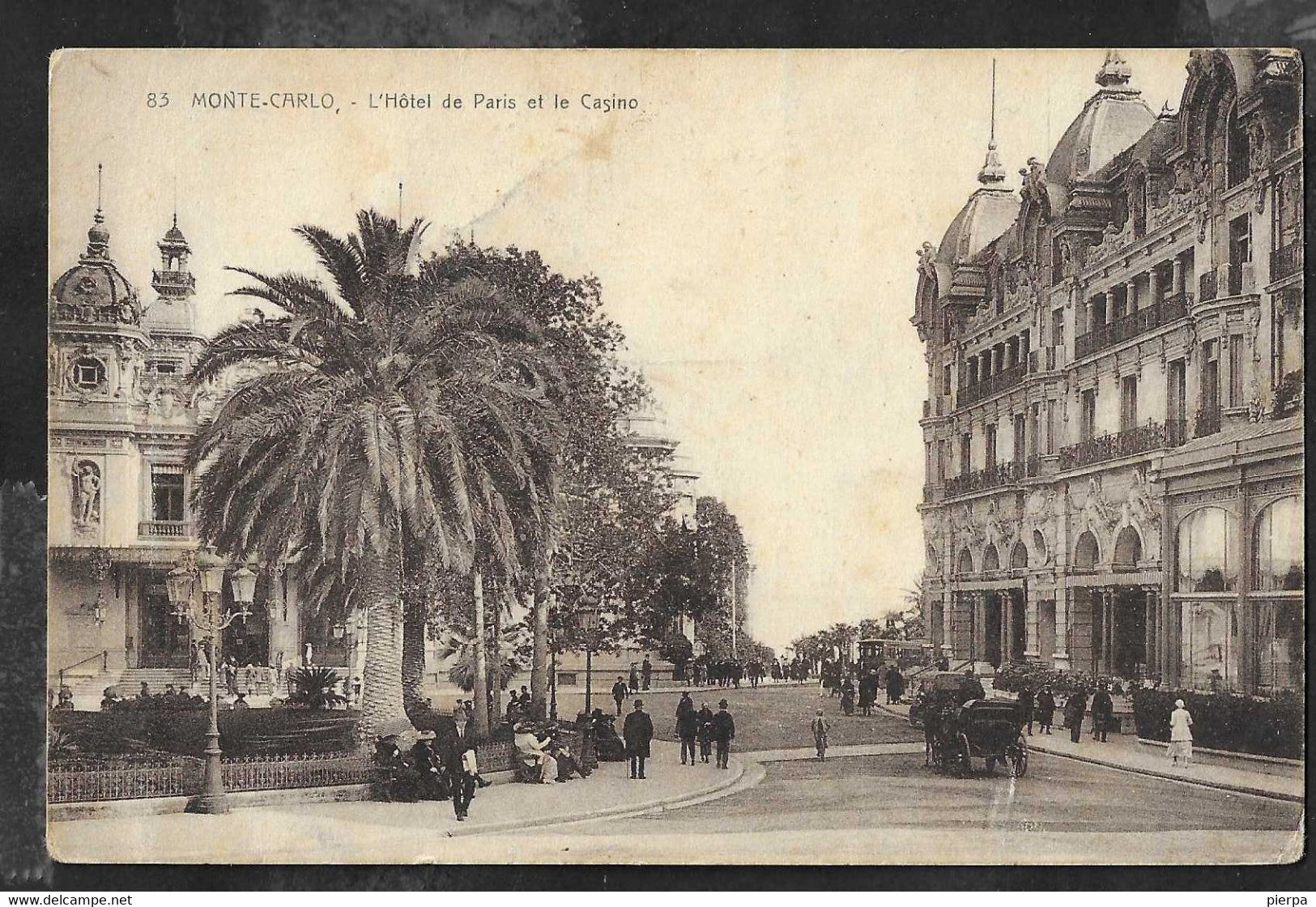 MONTECARLO - HOTEL DE PARIS - ANIMATA - ED. DES ARTS PHOTOMECANIQUE - FORMATO PICCOLO - ORIGINALE NON VIAGGIATA - Hôtels