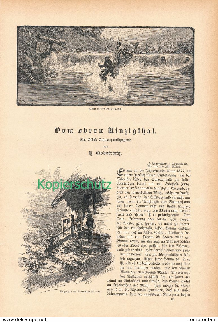 A102 025 Kinzigtal Wolfach Schwarzwald Flößerei Artikel Mit 10 Bildern Von 1887 !! - Livres Anciens