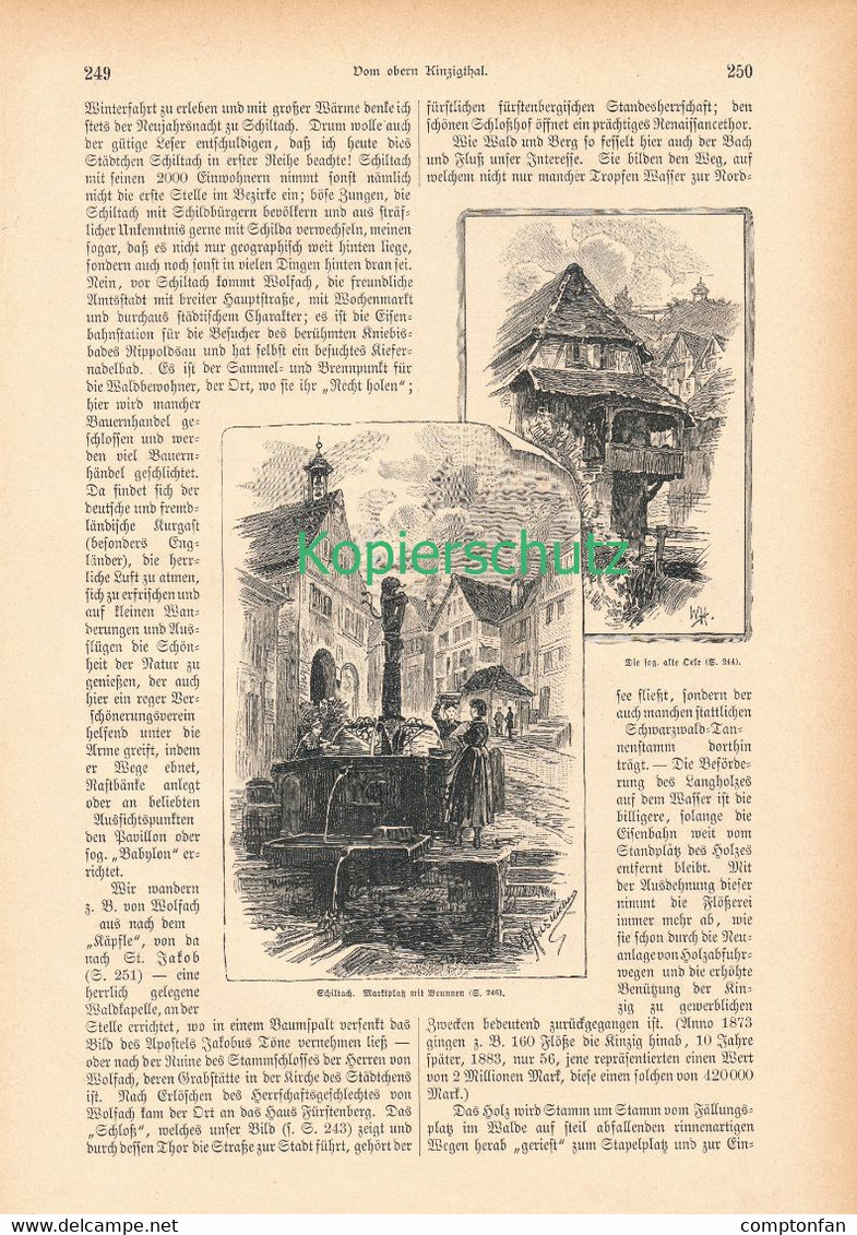 A102 025 Kinzigtal Wolfach Schwarzwald Flößerei Artikel Mit 10 Bildern Von 1887 !! - Alte Bücher