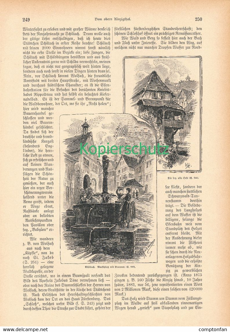 A102 025 Kinzigtal Wolfach Schwarzwald Flößerei Artikel Mit 10 Bildern Von 1887 !! - Libros Antiguos Y De Colección