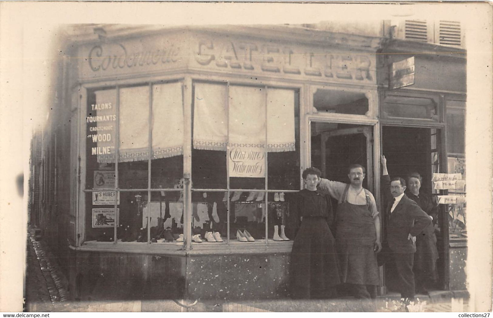 CORDONNERIE- CARTE-PHOTO- CATELLIER- PARIS 17eme A CONTRÔLER- 47 RUE LACROIX ANGLE RUE DAVY - Shops