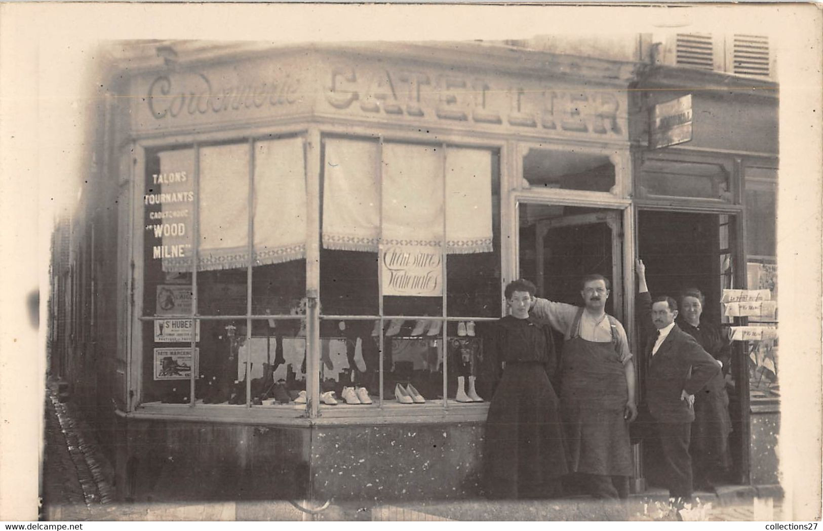 CORDONNERIE- CARTE-PHOTO- CATELLIER- PARIS 17eme A CONTRÔLER- 47 RUE LACROIX ANGLE RUE DAVY - Negozi