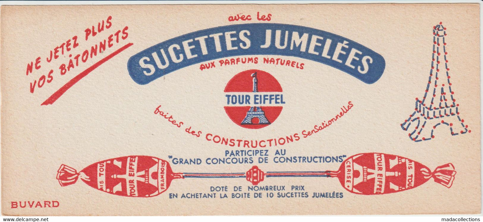 Buvard - Sucettes Jumelées Tour Eiffel - Sucreries & Gâteaux