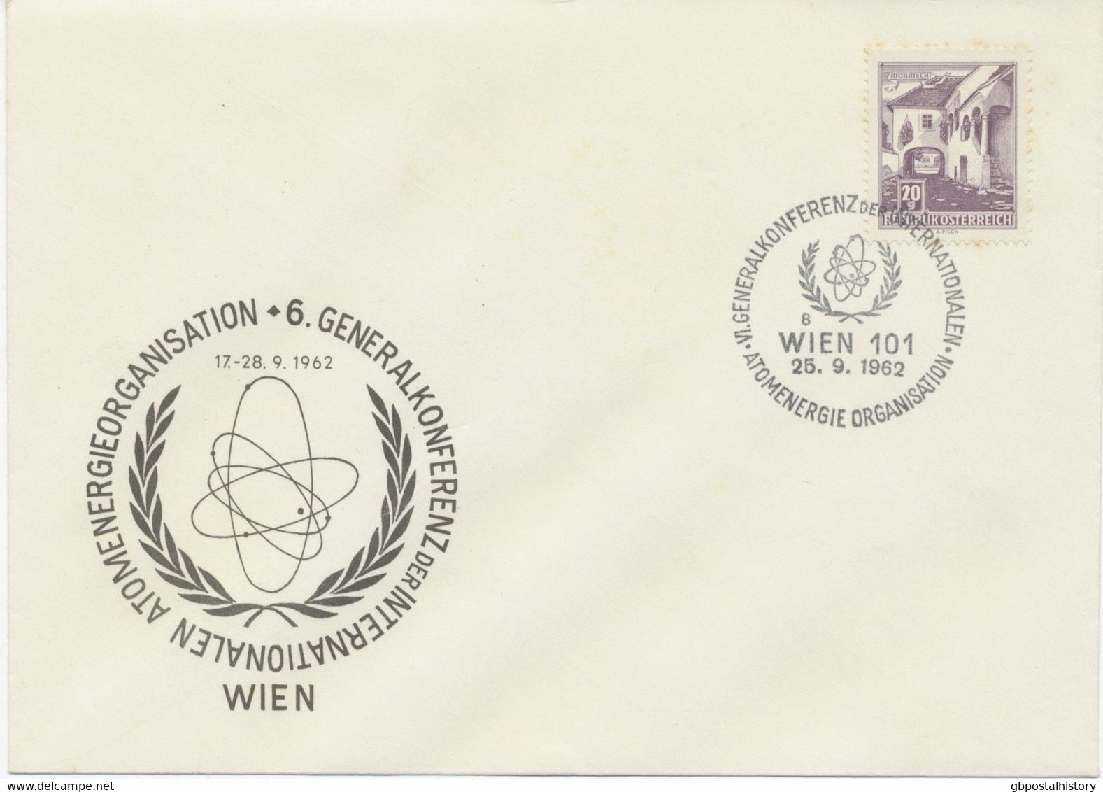 ÖSTERREICH 25.9.1962, „WIEN 101 / VI. GENERALKONFERENZ Der INTERNATIONALEN ATOMENERGIE ORGANISATION“ Seltene SST - Covers & Documents