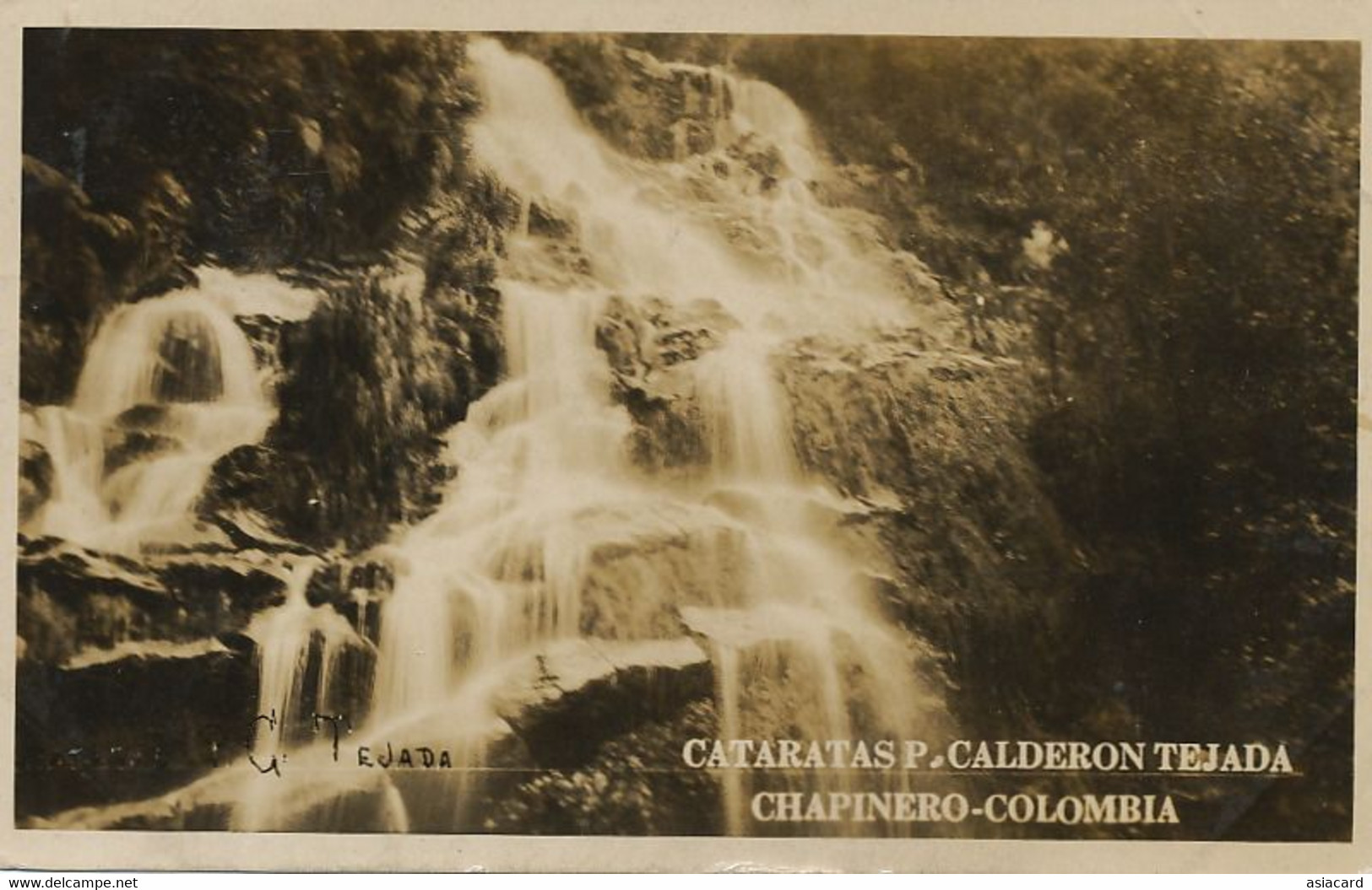 Real Photo Cataratas P. Calderon Tejada Chapinero P. Used Stamp To Rochester USA - Colombie