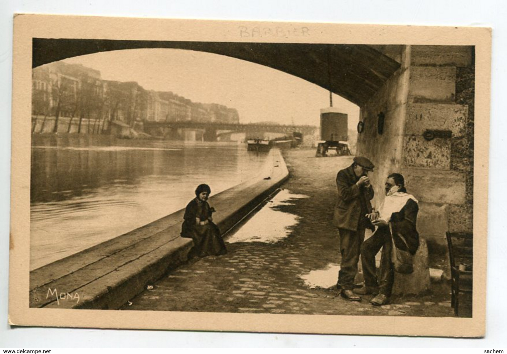 75 PARIS Un Barbier Au Travail Scène De Quai Pres De Notre Dame Les Petits Tableaux De Paris Mona   D05 2022 - Otros & Sin Clasificación