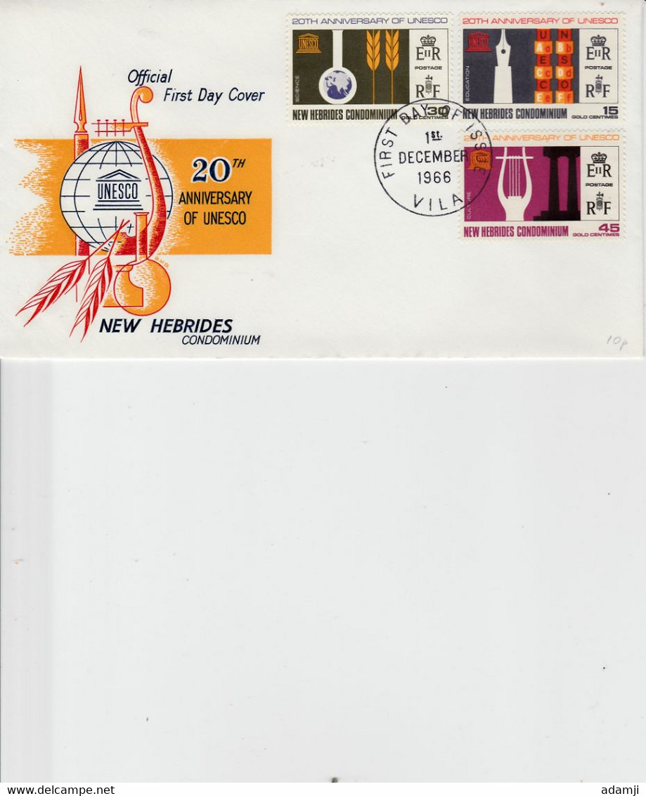 NEW HEBRIDES  1966 UNESCO SET FDC - Storia Postale