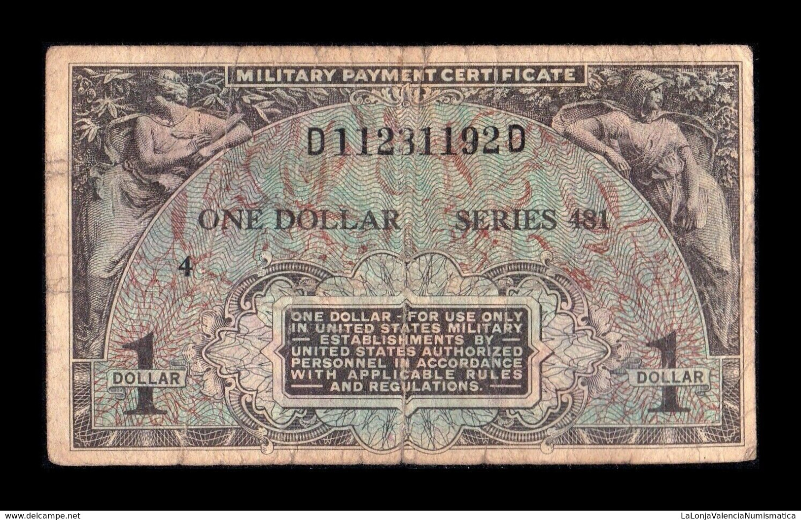 Estados Unidos United States 1 Dollar 1951-1954 Pick M26 Series 481 BC F - 1951-1954 - Series 481