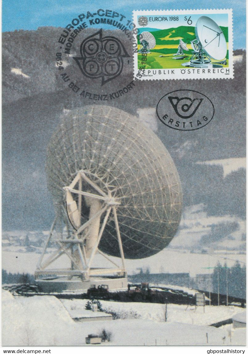 ÖSTERREICH 1988, Europa CEPT 6 S Kab.-Maximumkarte Mit ESST 8624 AU BEI AFLENZ KURORT - Cartes-Maximum (CM)