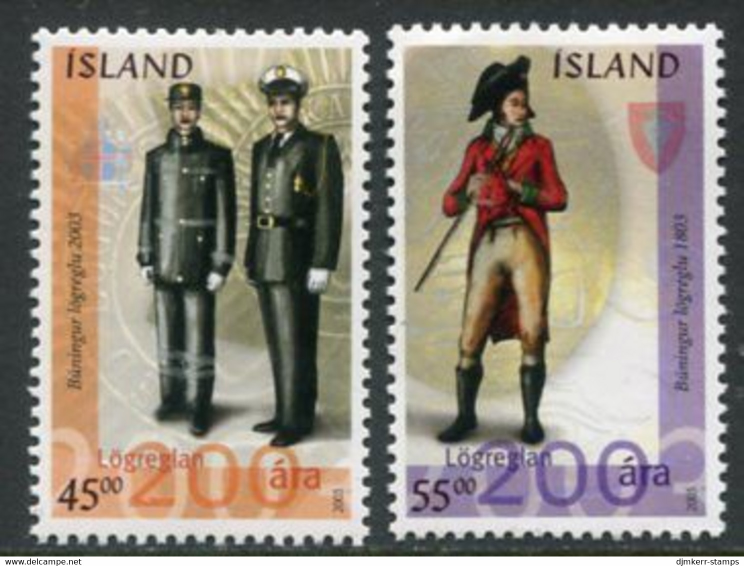 ICELAND  2003 Police Bicentenary MNH / **.  Michel 1026-27 - Unused Stamps