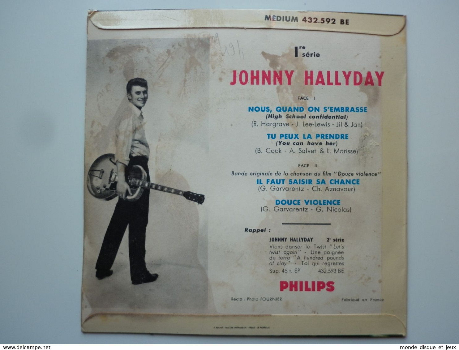 Johnny Hallyday 45Tours EP Vinyle Douce Violence / Il Faut Saisir Sa Chance Avec Titre Douce Violence - 45 T - Maxi-Single