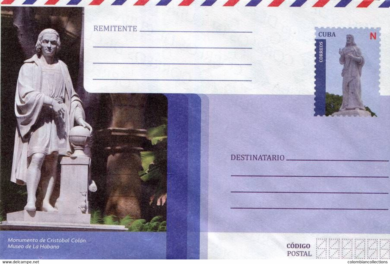 Lote PEP1376, Cuba, Entero Postal, Stationery, Cover, N, Cristobal Colon - Maximum Cards