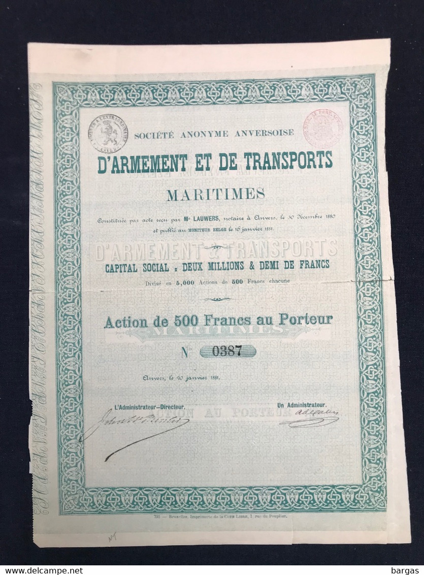SA Anversoise D'armement Et De Transports Maritimes - Navigazione