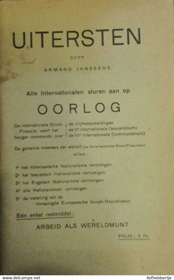 Uitersten - Door A. Janssens - Fascisme Hitler - Oorlog - ' Realistische Beweging ' - Nederlands