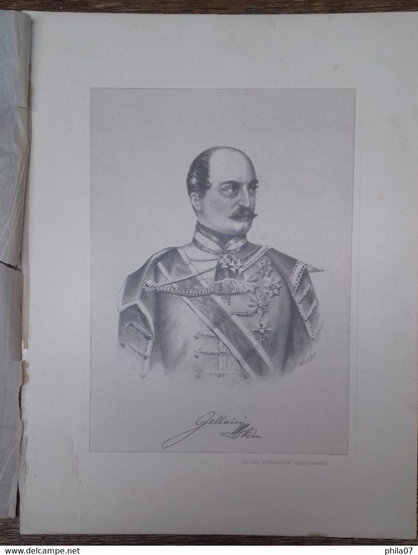 Josip Count Jelačić, Biography And Lithography (dimension Cca 25x32 Cm) Of Count In Uniform With Prominent Medals. Print - Documents Historiques
