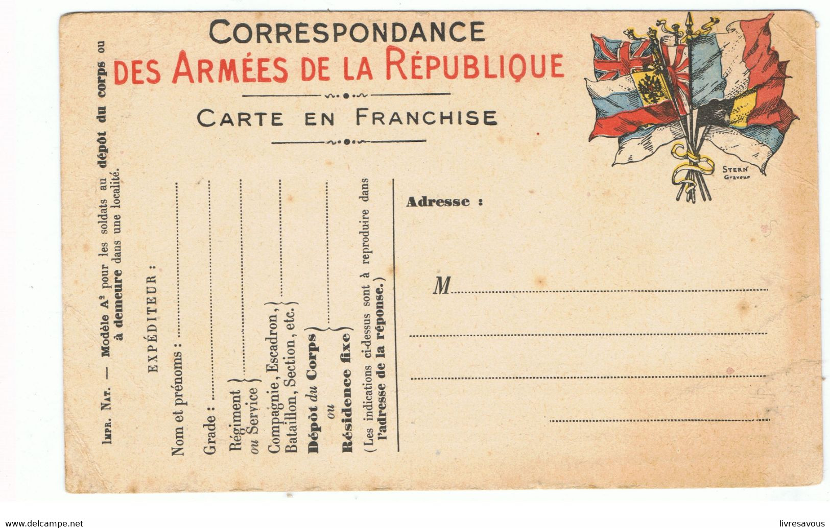 CPA Correspondance Des Armées De La République - Flaggen