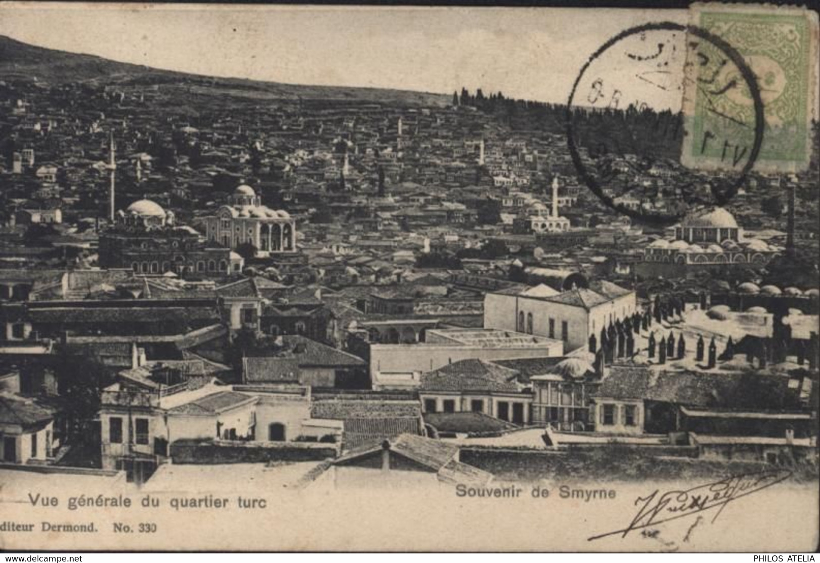 Turquie CPA Vue Générale Du Quartier Turc Souvenir De Smyrne Ed Dermond CAD Smyrne Bilingue 9 8 1904 YT 135 - 1837-1914 Smyrna