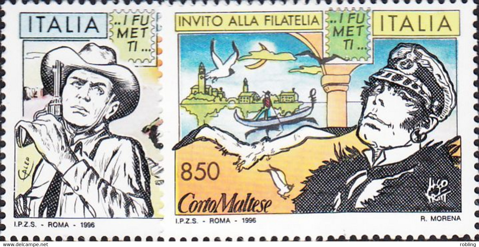 Italy 1996 Cartoon Of Hugo Pratt Stylised Lighthouse Scott 2112 Michel 2466 Yvert 2199 Gibbons 2395 - Leuchttürme