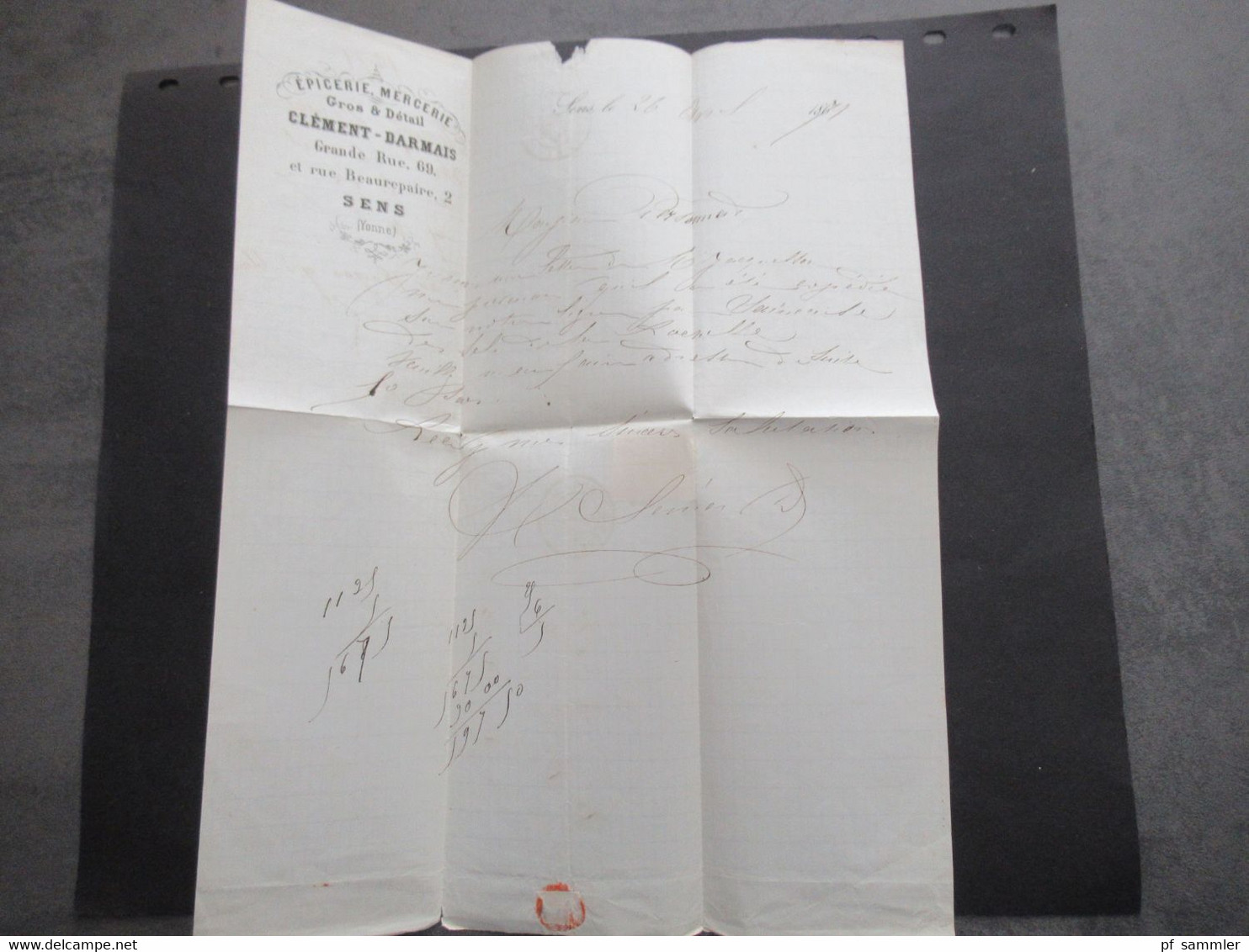 Frankreich 1862 Napoleon III Nr.28 verwendet 4.1871 Rautenstemnpel Nr. 3379 Sens S. Yonne nach La Rochelle Faltbrief