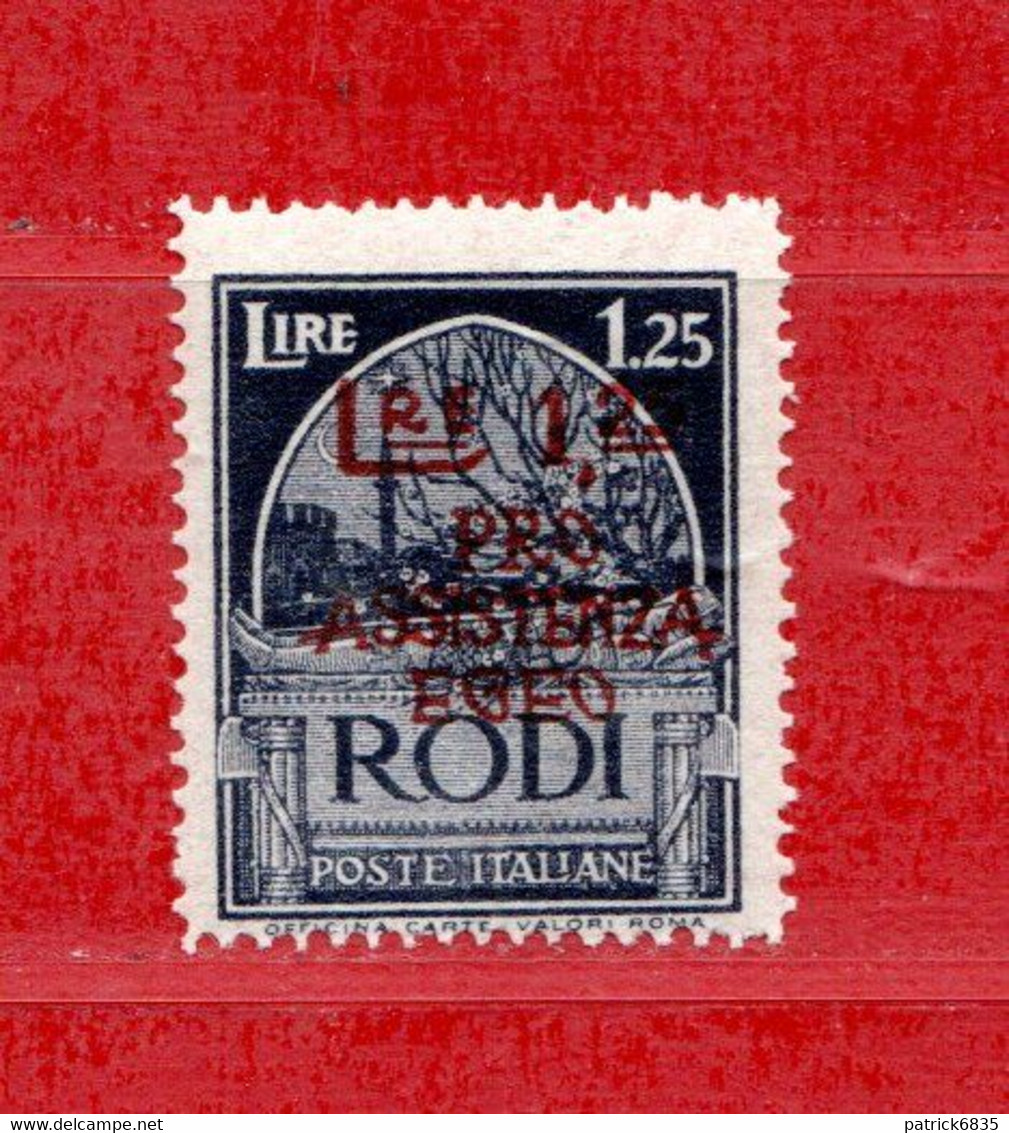 (Riz) ITALIA-EGEO-OCCUPAZ.TEDESCA- 1943 Pro Assistenza Egeo Da Lire 1,25.+ 1,25. . Sass. 124. D. 14. MNH** - Egée (Occ. Allemande)